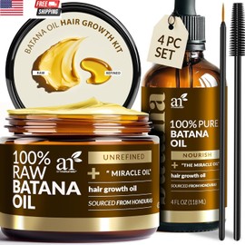 Batana Oil Hair Growth 4-Piece Set – Includes 4oz Raw Batana Oil, 4.2oz Hair Paste & Lash Wand