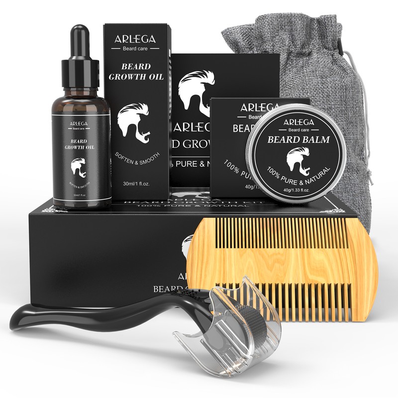 Arlega 5 In 1 Beard Growth Kit, Beard Oil, Beard