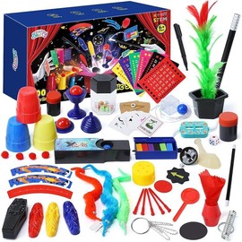 Magic Kit-magic tricks for kids ages 6-8,75 + magic kit for kids 8-12 with flastern the dice, Acacia rabbit, for kids Boys Girls - Style: 100+ Tricks