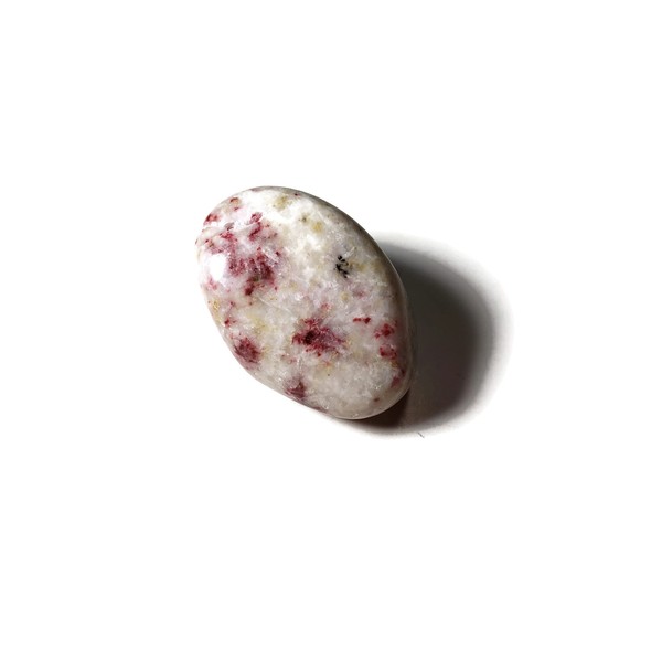 Top-Rock-Shop 1pc Cinnabar in Scapolite Matrix Medium/Large Tumbled & Hand Polished Natural Healing Crystal Gemstone from Peru White, Red, Pink