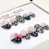 Black Cat Leopard Handmade Nail Tips - Short Oval /