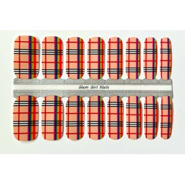 Glam Girl Nails Rainbow Plaid Nail polish strips / Nail Wraps / Nail Stickers
