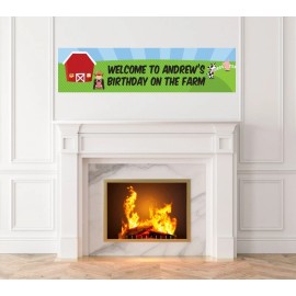 Candles and Favors Farm Boy - Birthday Party Printed Banner - Indoor Outdoor Farm Boy Banner