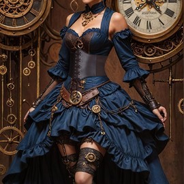 Waist Wow Women's Tied Waspie Belt, Wide Lace-Up Belt Corset Elastic Waist Belt Carnival Costume, Coffee colour