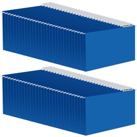 Dispowreath 60 Pack 11 x 17 Extra Capacity Hanging File Folders for Filing Cabinet Organizer Heavy Duty Expanding Hang Folders 1/5 Cut Adjustable Clear Plastic Tabs Includes Rod Hangers (Blue)