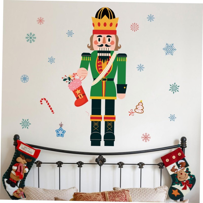 Alipis Window Decorative Sticker Nutcracker Window Sticker Christmas Glass Decal