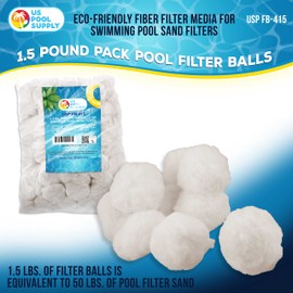 U.S. Pool Supply 1.5 lbs Pool Filter Balls - Eco-Friendly Fiber Filter Media for Swimming Pool Sand Filters (Equals 50 lbs Pool Filter Sand) - Higher & More Efficient Water Filtration Sand Replacement
