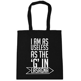 Hippowarehouse I am as useless as the 'g' in lasagne Tote Shopping Gym Beach Bag 42cm x38cm, 10 litres