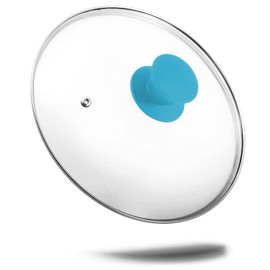 Pack of 2 Kerafactum Glass Pot Lid with Stainless Steel Handle, Stainless Steel Ring and Ventilation Opening Size: 30 cm