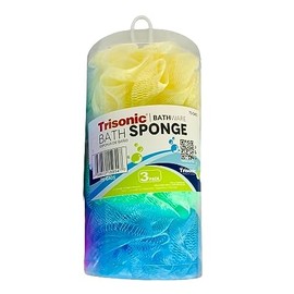 Bath Sponge Shower Loofahs 3-Count Mesh Pouf Bath Scrunchies Body Wash Puff New