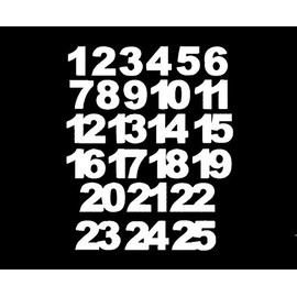 Numbers Numbers Advent Calendar 24 25 Sticker Numbers DIY 25mm, Color:White