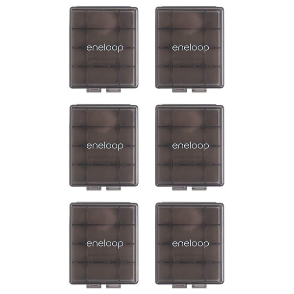 Eneloop Panasonic BQ-CASEK6SA Pro - Cajas de Almacenamiento de batería con Capacidad de 4 AA o 5 AAA, Color Gris obsidiana (Paquete de 6)
