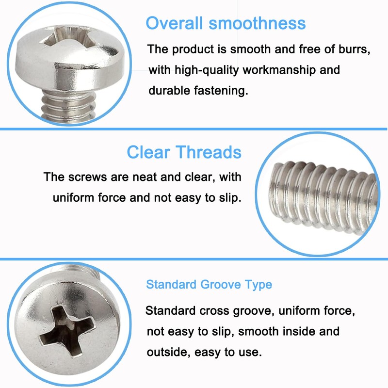 Tayffency 30Pcs M4-0.7x80mm Pan Head Machine Screws 304 Stainless Steel