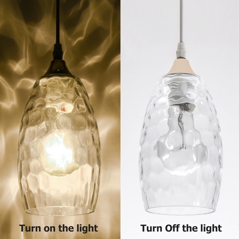 GO&SO 2-Pack Hand Blown Water Ripple Art Glass Lamp Shade