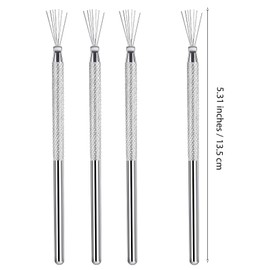 MBAIYO 4 Pcs 7 Pin Nail Liner Art Brush, Stainless Steel Stripe Lines Nail Art Tool Pen Ultra-fine Bendable Pin Nail Manicure Tool Modeling Brush for Nail Gel Art Line Drawing Painting
