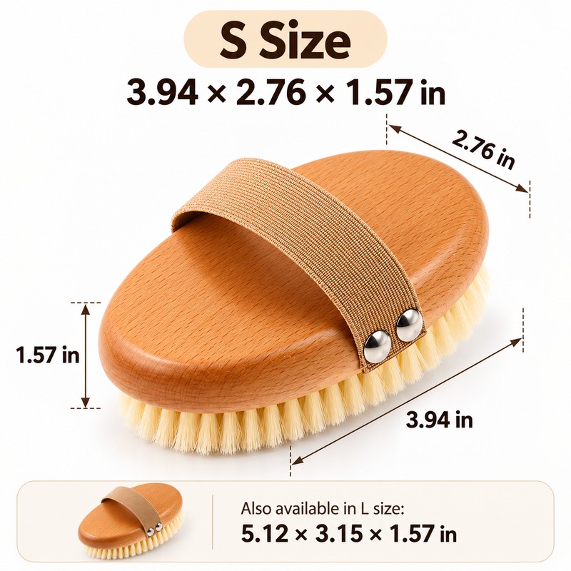 Natural Boar Bristle Body Brush – Wooden Bamboo Dry &