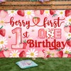 Berry First Birthday Decor for Girls Strawberry Birthday Backdrop Banner