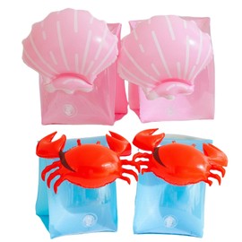 2-4 Pack Arm Floaties for Kids - Cute Cartoon Inflatable Pool Arm Floaties Swim Rings, PVC Arm Bands Floater Sleeves for Toddlers Children 3-5-6-12 Years (Crab+Shell)