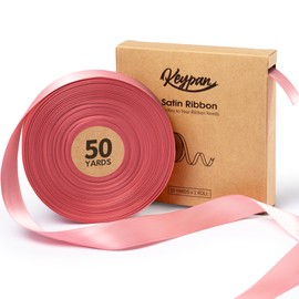 Keypan Pink Satin Ribbon 7/8 Inch x 50 Yards Double-Faced Polyester Ribbons for Flower Bouquet Gift Wrapping Party Decor Wedding Invitation DIY Craft