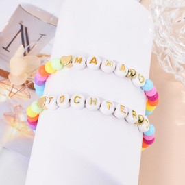 BOCHOI 2 x school child first day of school bracelet, girl's bracelet, boys, first day of school gift, adjustable bracelets, mother daughter bracelet, school day school cone filling