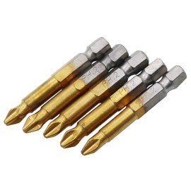 S2 Titanium Coated Screwdriver Bits Set, 1/4 Inch Hex Shank Magnetic PH2 Phillips Screwdriver Bits Anti-skid 25 mm 50 mm