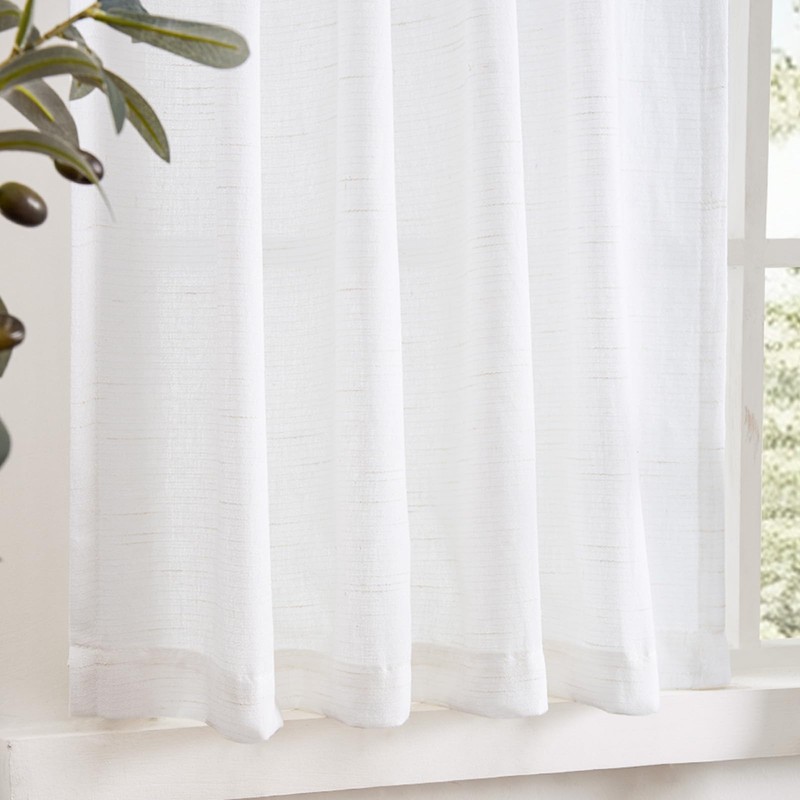 jinchan Linen Pinch Pleated Kitchen Curtains 36 Inch 2 Panels,