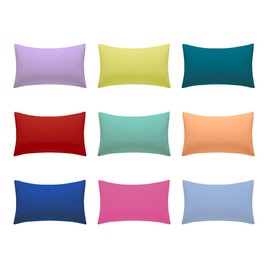 Polycotton Pillowcases 2 Pack 50x75cm [23 Colors] Plain Dyed Housewife Pillow Cases Pair with Envelop Enclosure Poly Cotton Fabric (Cream)