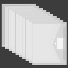 JOYIT 10 Stück Dokumententasche A4, Wasserdichte Dokumentenmappe A4, Sammelmappen A4 mit Etikettentasche, Mappen für Dokumente Organisieren, Bürobedarf, Hausaufgaben (Transparent)