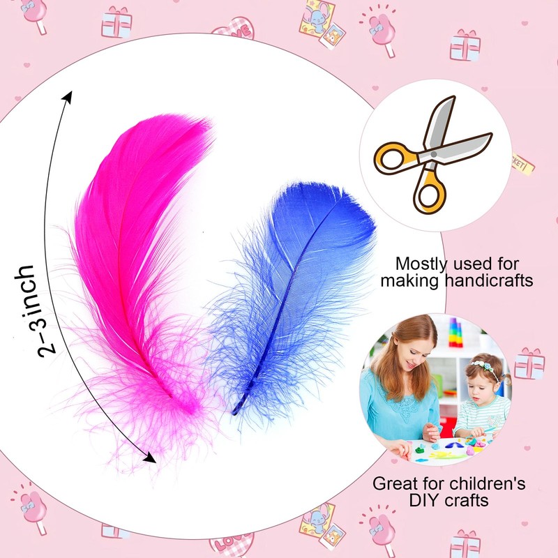 Lamar Feather 300pcs Blue Feathers 2-3 Inches Bulk Feathers for