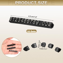 sourcing map 10 Set Price Display Cube, Adjustable Price Tag Stand Removable Mini Tag Number Letter Price Dollar Block Kit for Jewelry Retail Shop Price Signs (Black/Silver, 1.8" Length)