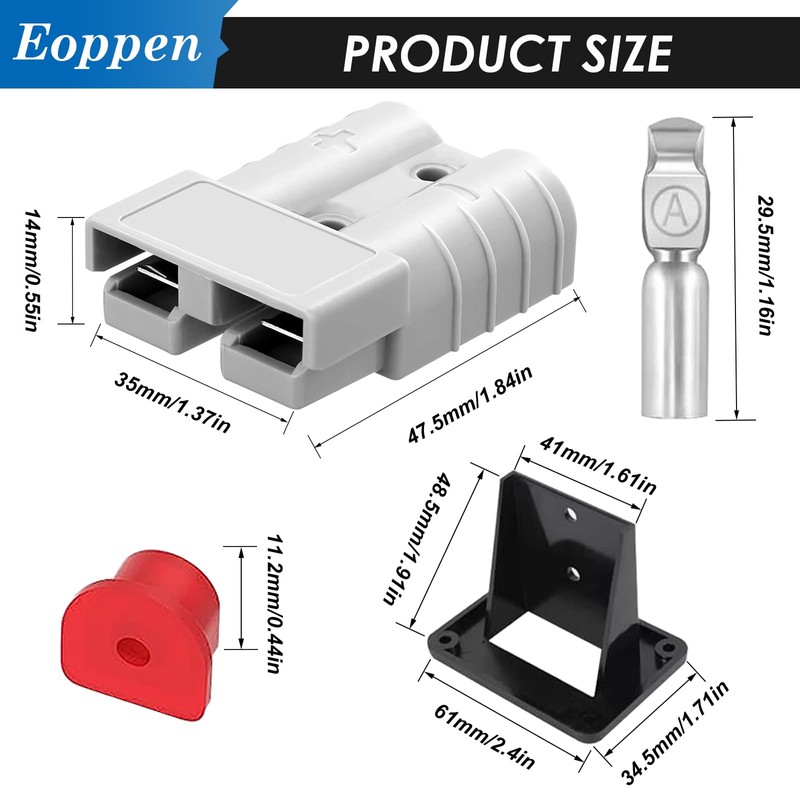 Eoppen 2Pcs 50Amp Battery Quick Connect/Disconnect with Plug Mounting Bracket,