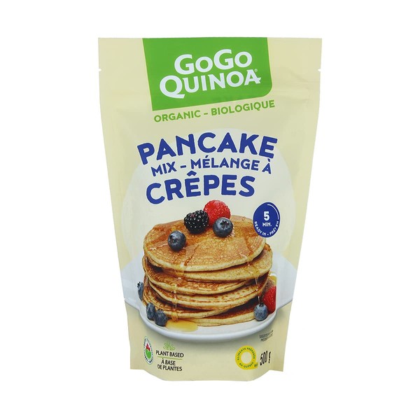 GoGo Quinoa Pancake Mix | Organic | Non-GMO | Plant Based | Quick Meals Ready in Only 5 Minutes | Natural Breakfast for the Whole Family | Pancakes, Crepes and Waffles | 500g