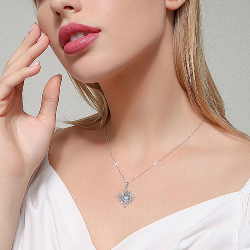 CUPENDA Witch Knot Necklace 925 Sterling Silver Witch Celtic Knot