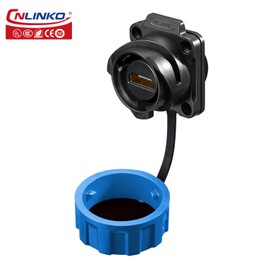 CNLINKO YM-24 HDMI Connectors, Aviation Plug with 40 Inches 4K HD Cables, Panel Mount Socket, Mated Connectors for Audio & Video Equipment, IP68 Waterproof Connector, M24 Signal Connectors (HDMI Set)