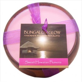 Bungalow Glow, Candle Sweet Hawaiian Plumeria Wood 6 Ounce