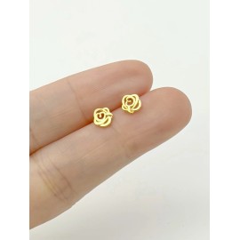 RYSkyJewelry Tiny Gold Rose Flower Stud Earrings S925 Sterling Silver Blossom Gifts for Her