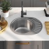 Kitchen Sink with Strainer and Trap Oval Stainless Steel Hardware,Plumbing,Plumbing