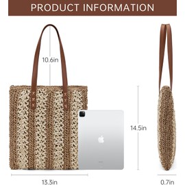 Kiss Sea Straw Beach Bag The Tote Bag Summer Beach Purse 2024 Large Woven Purse Women's Shoulder Handbags Designer Boho Purse Cute Purses for Women Aesthetic Tote Bag Wicker Purse Gift Bags for Women