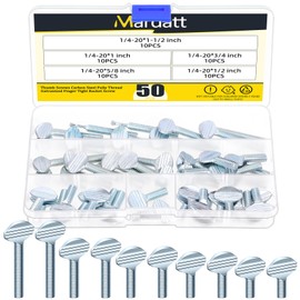 Mardatt 50Pcs 1/4"-20 Thread Thumb Screws, Carbon Steel Galvanized Rack Screw Finger Tight Racket Screw, 1/4"-20 x 1/2”, 1/4"-20 x 5/8”, 1/4"-20 x 3/4”, 1/4"-20 x 1”, 1/4"-20 x 1-1/2”