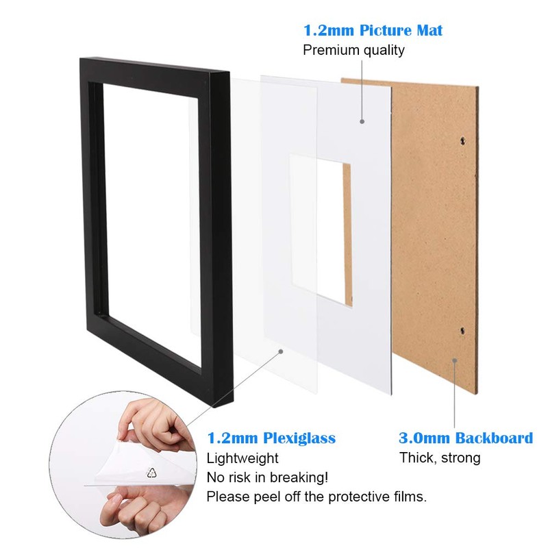EGOFINE 8x6 Photo Frames Black Set of 2 - Made