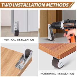 8Pcs 0.9Inch Small Low Profile Casters Wheels Side Mount, Mini Long Frame Rigid Caster Rollers, Little Fixed Caster Wheels for Furniture, Drawer, Door, Cabinet