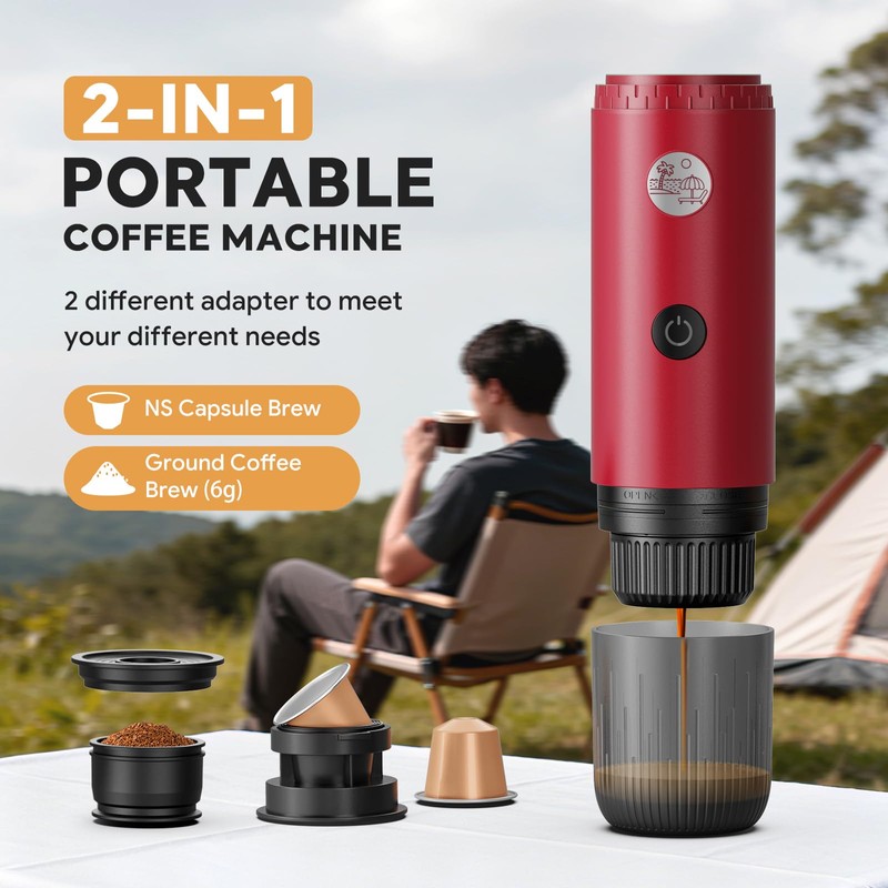 Portable Espresso Machine, Travel Coffee Maker for Camping, Car Coffee