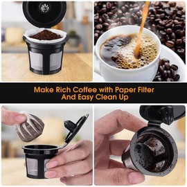 Reusable K Cups with Paper Filters Set, Including 4 Pack K Cups and 100 PCS Coffee Filters for Keurig 1.0 and 2.0 Brewers, Paper Filters Fit Reusable K-Cup Pods