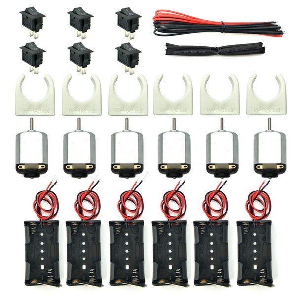 EUDAX 6 Set Small DC motor Mini Electric Hobby Motors 1.5V-3V 24000RPM with 2x1.5V AA Battery Holder Case,Motor Bracket,Rocker Switch and 12Pcs 25cm Electronic wire for DIY toys