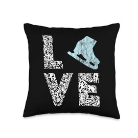 Cool Ice Skate Dancing Figure Skating Shoes Figure Ice Skater Rink Skate Throw Pillow, 16x16, Multicolor