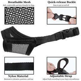 Dog Muzzle, Mesh Muzzle for Small Medium Large Dogs, Soft Dog Muzzle to Prevent Biting Chewing, Drinkable Breathable Adjustable Puppy Muzzle(M(Snout: 5¼"-7"), Black)