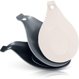 Soporte de Cuchara de Silicona Resistente al Calor Set de 3 Porta Cucharas de Cocina Soporte de Silicona para Cuchara Porta Cucharas para Cocina Reposapiés de Silicona (‎Negro, blanco, gris)