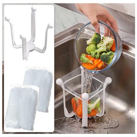 ONVIPSTOO Kitchen Sink Strainer with Drain basket and Sink Strainer Net Bags, Sink Drain Rack with Strainer Mesh bags, Kitchen Sink Drain Flter Sink Food Catcher Trash Catcher for Garbage Leftovers etc. (101)