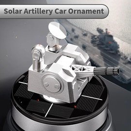 Artillery Solar Air Freshener- 360 Rotating Car Aromatherapy Diffuser Auto Dashboard Decor, 2025 New Military Model Rotating Ornament for Men Women and Military Enthusiast (Silvery, Without perfume1)