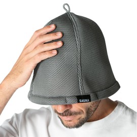 14+ ICHIYON PLUS 103497 Men's Sauna Hat, Mesh, Large, Women's, Compact, Machine Washable, Includes Bag, Deep, Large Size, gray